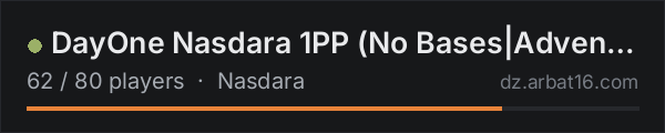 DayOne Nasdara 1PP (No Bases|Adventure) on the AR16 DayZ server list