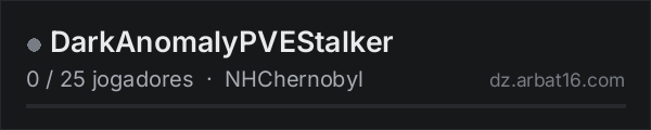 DarkAnomalyPVEStalker na lista de servidores de DayZ da AR16