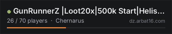 GunRunnerZ |Loot20x|500k Start|Helis|Raid Alarm|Tappers| Fresh on the AR16 DayZ server list