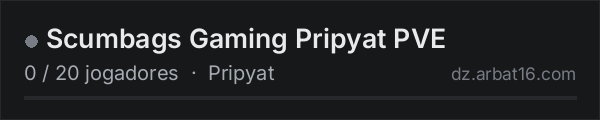 Scumbags Gaming Pripyat PVE na lista de servidores de DayZ da AR16