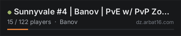 Sunnyvale #4 | Banov | PvE w/ PvP Zones on the AR16 DayZ server list