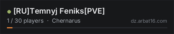 [RU]Temnyj Feniks[PVE] on the AR16 DayZ server list