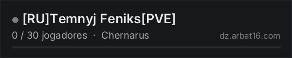 RUTemnyj FeniksPVE na lista de servidores de DayZ da AR16