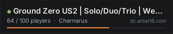 Ground Zero US2 | Solo/Duo/Trio | Weekend Raiding | High FPS on the AR16 DayZ server list