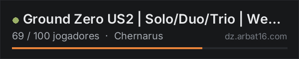 Ground Zero US2 | Solo/Duo/Trio | Weekend Raiding | High FPS na lista de servidores de DayZ da AR16