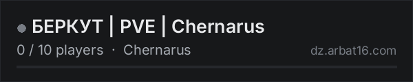 БЕРКУТ | PVE | Chernarus on the AR16 DayZ server list