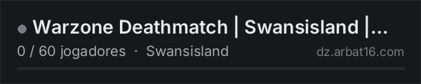 Warzone Deathmatch | Swansisland | PVP na lista de servidores de DayZ da AR16