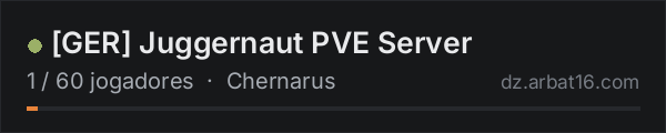 [GER] Juggernaut PVE Server na lista de servidores de DayZ da AR16