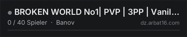BROKEN WORLD No1| PVP | 3PP | Vanilla+ in der DayZ-Serverliste von AR16