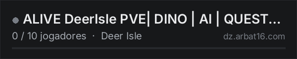 ALIVE DeerIsle PVE| DINO | AI | QUEST | SKILLS na lista de servidores de DayZ da AR16