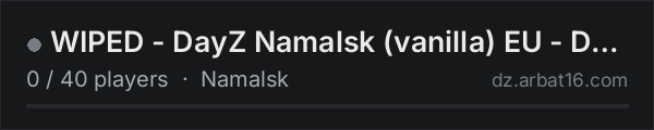 WIPED - DayZ Namalsk (vanilla) EU - DE 9585 - Regular (FPP) on the AR16 DayZ server list