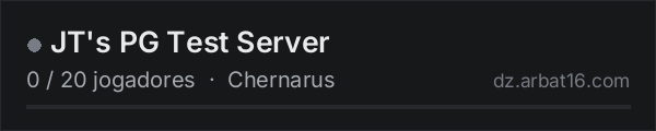 JT's PG Test Server na lista de servidores de DayZ da AR16