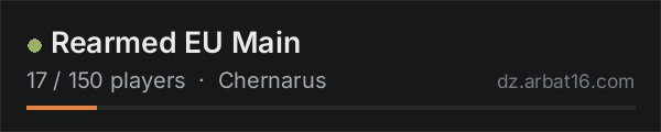 Rearmed EU Main on the AR16 DayZ server list