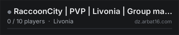 RaccoonCity | PVP | Livonia | Group max 3 on the AR16 DayZ server list