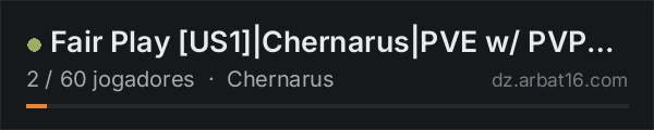 Fair Play [US1]|Chernarus|PVE w/ PVP Zones|Keycards|Custom Item na lista de servidores de DayZ da AR16