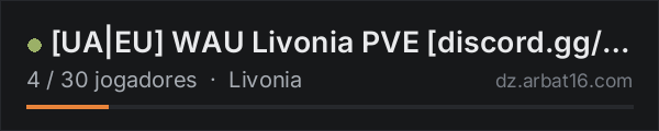 UA|EU WAU Livonia PVE discord.gg/qZ5cFPKnPH na lista de servidores de DayZ da AR16