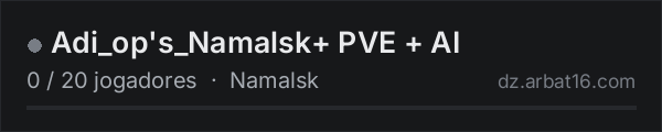 Adi_op's_Namalsk+ PVE + AI na lista de servidores de DayZ da AR16