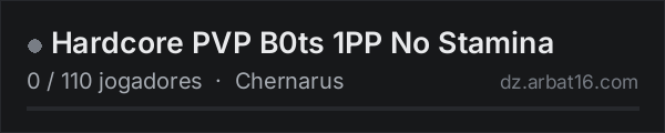 Hardcore PVP B0ts 1PP No Stamina na lista de servidores de DayZ da AR16