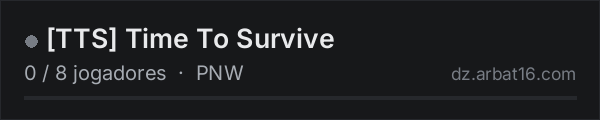 TTS Time To Survive na lista de servidores de DayZ da AR16
