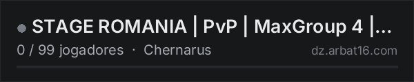 STAGE ROMANIA | PvP | MaxGroup 4 | Keycards | Fresh Wipe na lista de servidores de DayZ da AR16