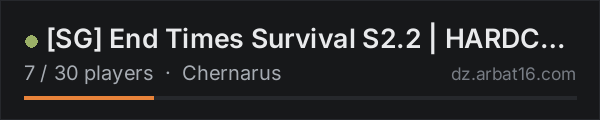 [SG] End Times Survival S2.2 | HARDCORE PVE | AI DRUGS LOOT+ | on the AR16 DayZ server list