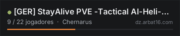 [GER] StayAlive PVE -Tactical AI-Heli-Ops-Traders-Missions na lista de servidores de DayZ da AR16