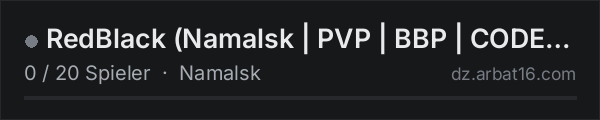 RedBlack (Namalsk | PVP | BBP | CODELOCK) in der DayZ-Serverliste von AR16