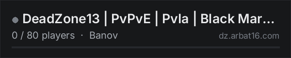 DeadZone13 | PvPvE | PvIa | Black Market | Traders | No Raid on the AR16 DayZ server list
