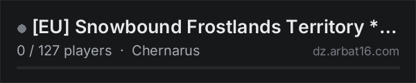 [EU] Snowbound Frostlands Territory * Trader Enabled Casual X10 on the AR16 DayZ server list