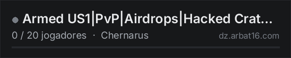 Armed US1|PvP|Airdrops|Hacked Crates|Stashes na lista de servidores de DayZ da AR16