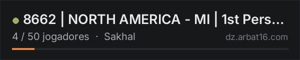 8662 | NORTH AMERICA - MI | 1st Person Only na lista de servidores de DayZ da AR16