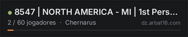 8547 | NORTH AMERICA - MI | 1st Person Only na lista de servidores de DayZ da AR16