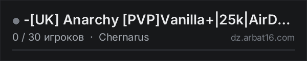 -[UK] Anarchy [PVP]Vanilla+|25k|AirDrops|RABaseBuilding в списке серверов DayZ от AR16