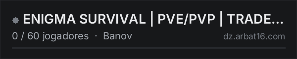 ENIGMA SURVIVAL | PVE/PVP | TRADERS | HELIS | CUSTOM ZOMBIES na lista de servidores de DayZ da AR16