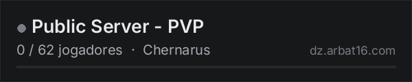 Public Server - PVP na lista de servidores de DayZ da AR16