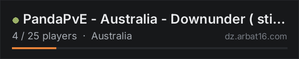 PandaPvE - Australia - Downunder ( still under construction ) on the AR16 DayZ server list