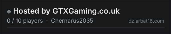 Hosted by GTXGaming.co.uk on the AR16 DayZ server list