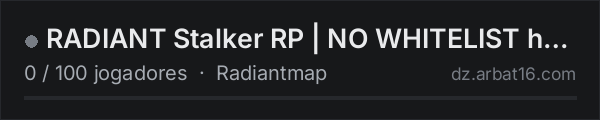 RADIANT Stalker RP | NO WHITELIST https://discord.gg/3b6bb545SF na lista de servidores de DayZ da AR16