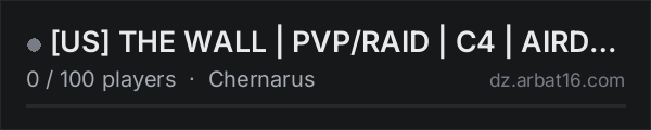 [US] THE WALL | PVP/RAID | C4 | AIRDROPS | KOTH | VANILLA+ MODS on the AR16 DayZ server list