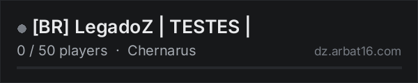[BR] LegadoZ | TESTES | on the AR16 DayZ server list