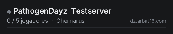 PathogenDayz_Testserver na lista de servidores de DayZ da AR16