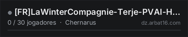 FRLaWinterCompagnie-Terje-PVAI-Hardcore na lista de servidores de DayZ da AR16