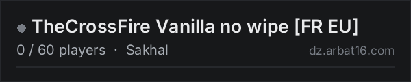 TheCrossFire Vanilla no wipe [FR EU] on the AR16 DayZ server list