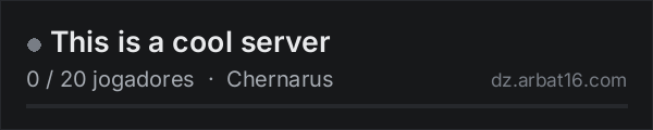 This is a cool server na lista de servidores de DayZ da AR16