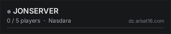 JONSERVER on the AR16 DayZ server list