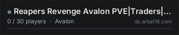 Reapers Revenge Avalon PVE|Traders|Ai|Diesel|Airdrops on the AR16 DayZ server list