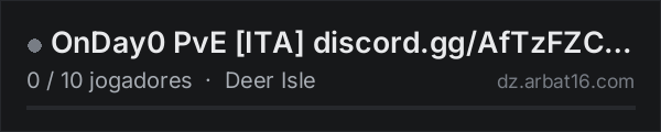 OnDay0 PvE [ITA] discord.gg/AfTzFZC288 na lista de servidores de DayZ da AR16