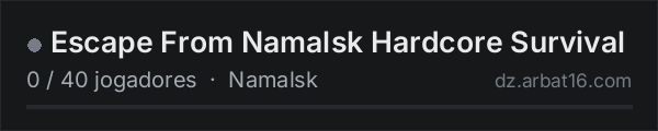 Escape From Namalsk Hardcore Survival na lista de servidores de DayZ da AR16