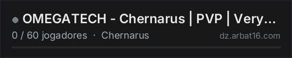 OMEGATECH - Chernarus | PVP | Very Lite na lista de servidores de DayZ da AR16