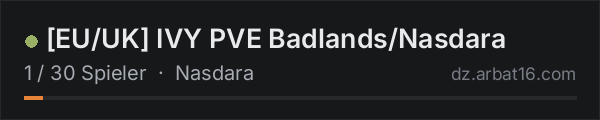 EU/UK IVY PVE Badlands/Nasdara in der DayZ-Serverliste von AR16